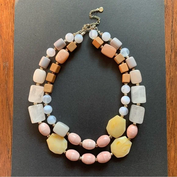 Ann Taylor LOFT Chunky Double Strand Beaded Quartz Necklace - Picture 7 of 7